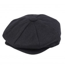 Plain Navy Blue Eight Panel Baker Boy Cap