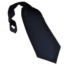 Plain Navy Blue Luxury Silk Satin Cravat Tie - Made in Italy