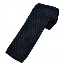 Plain Navy Blue Men's Knitted Tie