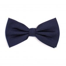 Plain Navy Blue Men's Silk Bow Tie by Tresanti