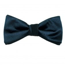 Plain Navy Blue Men's Silk Bow Tie