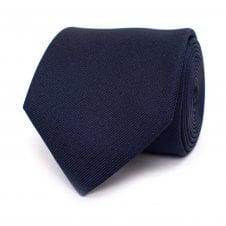 Plain Navy Blue Men's Silk Tie by Tresanti