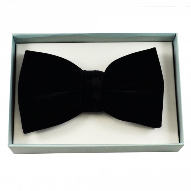 Plain Navy Blue Men's Velvet Bow Tie with Adjustable Black Satin Neckband