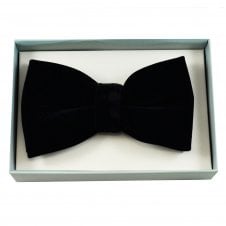 Plain Navy Blue Men's Velvet Bow Tie with Adjustable Black Satin Neckband