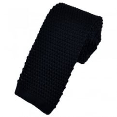 Plain Navy Blue Narrow Knitted Tie