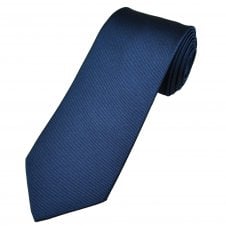 Plain Navy Blue Ribbed Men's Silk Tie