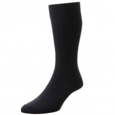 Plain Navy Blue Ribbed Men's Socks - Classic Rib Executive Socks by HJ Hall