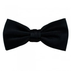 Plain Navy Blue Ribbed Silk Bow Tie