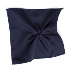 Plain Navy Blue Silk Pocket Square Handkerchief by Tresanti