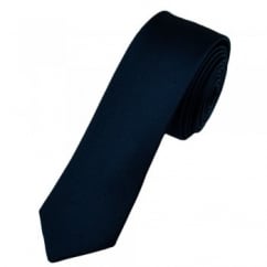 Plain Navy Blue Silk Skinny Tie