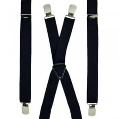 Plain Navy Blue Skinny Trouser Braces