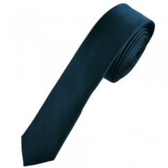 Plain Navy Blue Super Skinny Tie