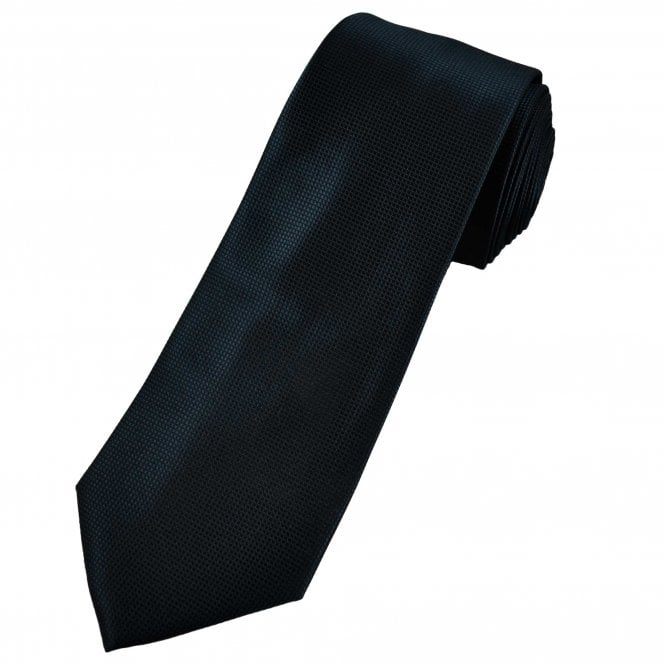 Plain Navy Blue Textured Men's Extra Long Tie