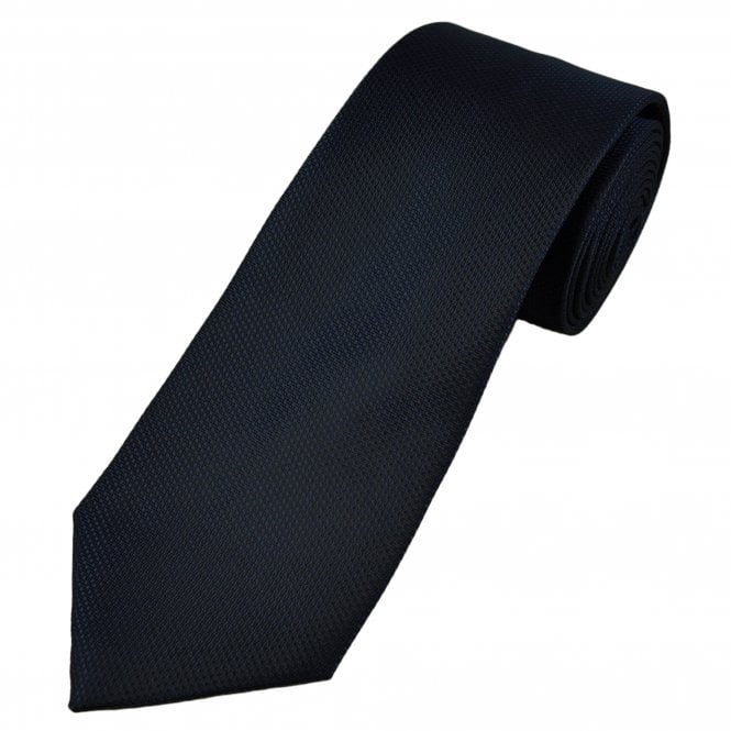 Plain Navy Blue Textured Men's Tie
