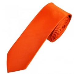 Plain Orange Boys Skinny Tie