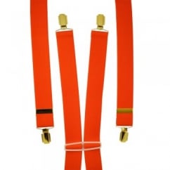 Plain Orange Men's Trouser Braces - Gold Clips