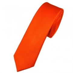 Plain Orange Silk Skinny Tie
