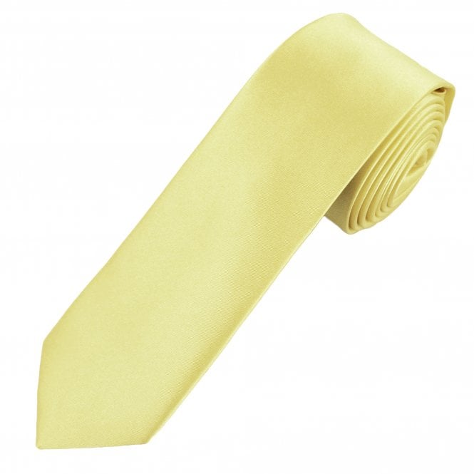 Plain Pale Lemon Yellow Boys Skinny Tie