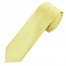 Plain Pale Lemon Yellow Boys Skinny Tie