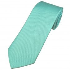 Plain Pale Turquoise Ribbed Men's Silk Tie