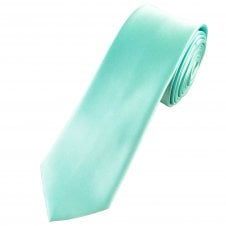 Plain Pastel Spearmint Boys Skinny Tie