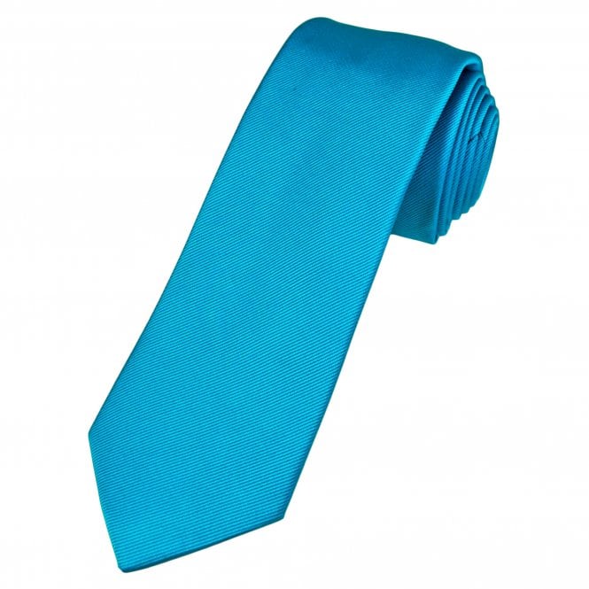 Plain Peacock Blue Rib Textured Men's Luxury Silk Tie by Lupi Romani