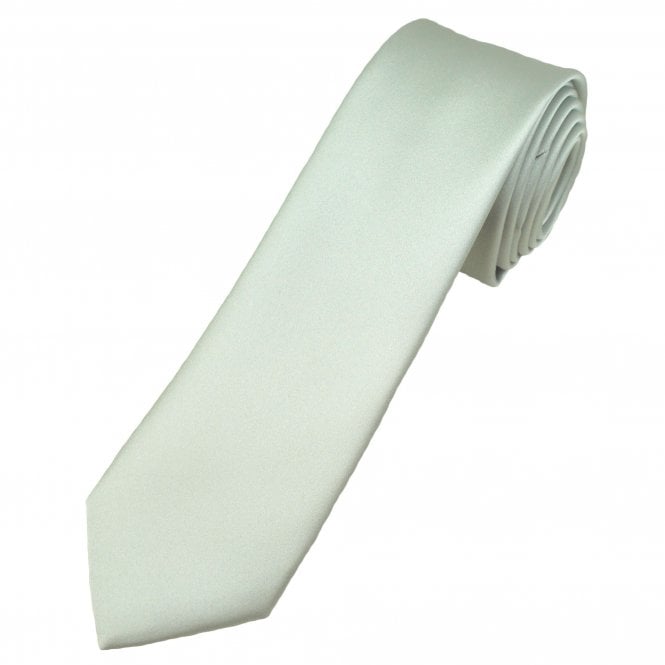 Plain Pearl Silver Boys Tie