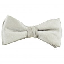 Plain Pearl Silver Men's Silk Bow Tie