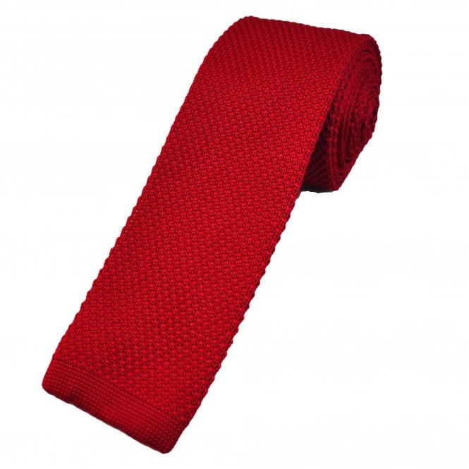 Plain Pepper Red Men's Knitted Tie