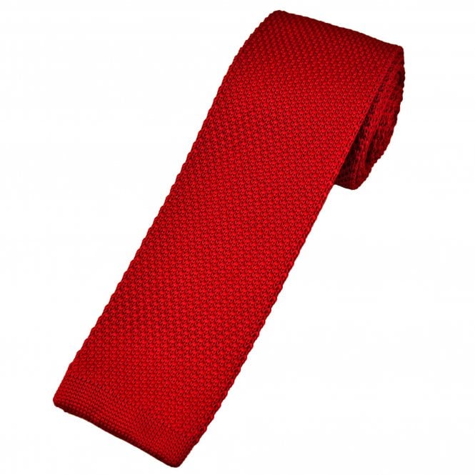 Plain Pepper Red Men's Knitted Tie