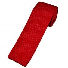 Plain Pepper Red Men's Knitted Tie