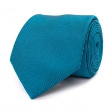 Plain Petrol Blue Men's Silk Tie by Tresanti