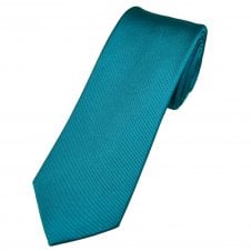 Plain Petrol Blue Rib Textured Men's Luxury Silk Tie by Lupi Romani