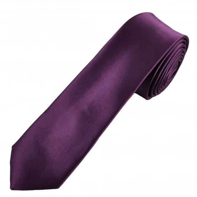 Plain Plum Boys Skinny Tie