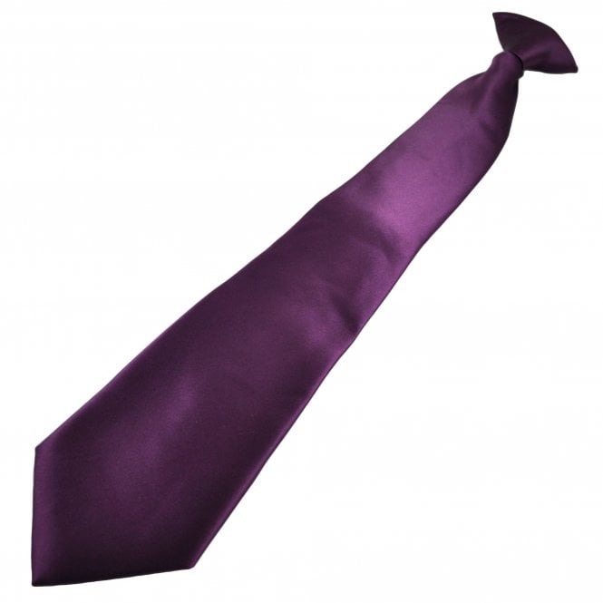 Plain Plum Clip On Tie