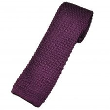 Plain Purple Narrow Men's Knitted Tie