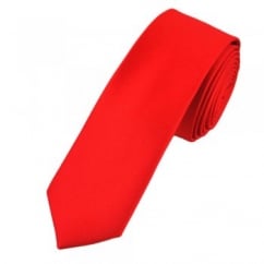 Plain Red Boys Skinny Tie
