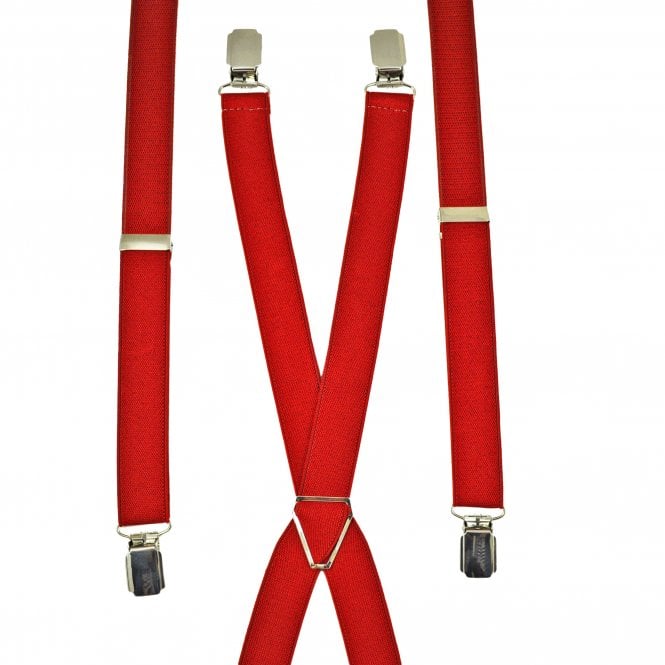 Plain Red Boys Trouser Braces