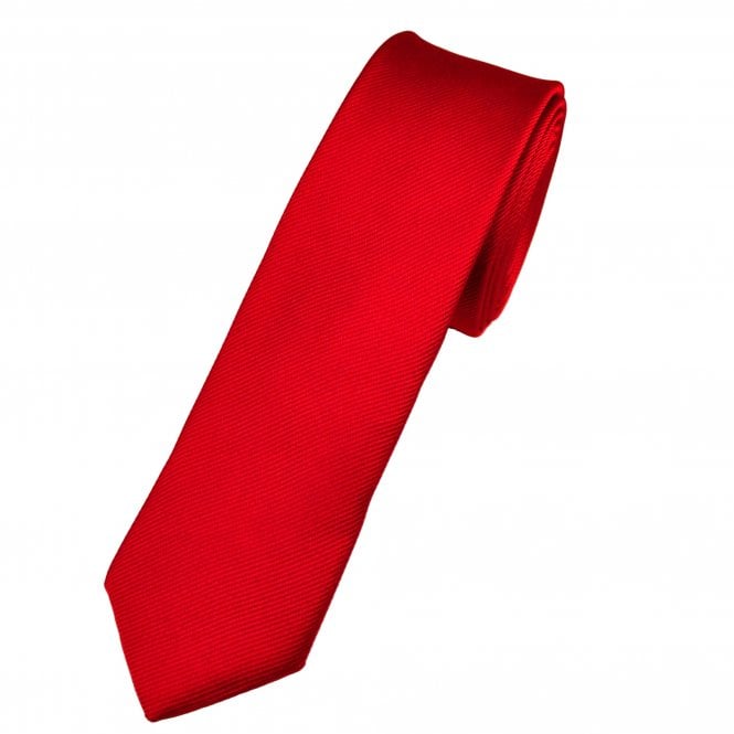 Plain Red Silk Men's Skinny Tie