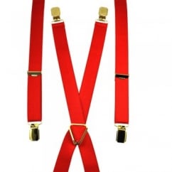 Plain Red Skinny Trouser Braces