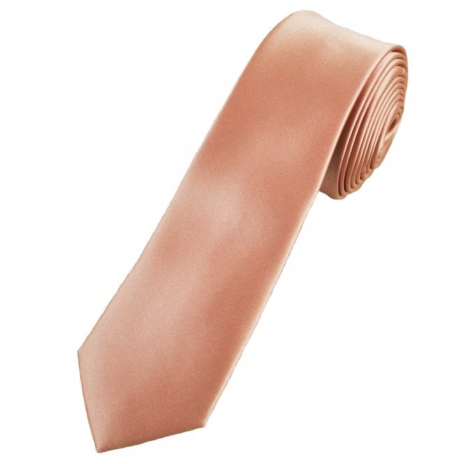 Plain Rose Gold Boys Skinny Tie