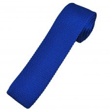 Plain Royal Blue Men's Skinny Knitted Tie