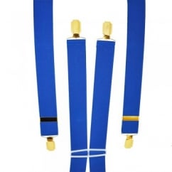 Plain Royal Blue Men's Trouser Braces - Gold Clips