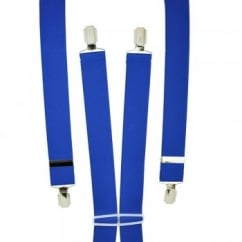 Plain Royal Blue Men's Trouser Braces - Silver Clips