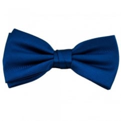 Plain Royal Blue Ribbed Silk Bow Tie