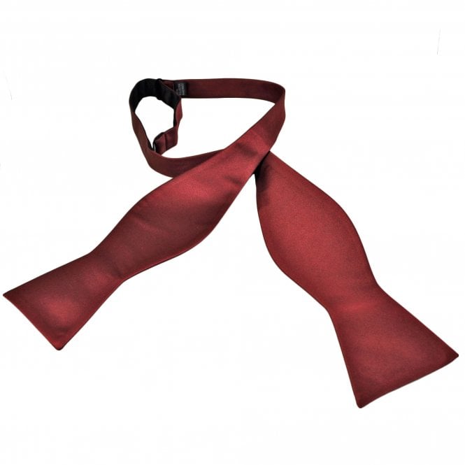 Plain Ruby Red Satin Men's Self Tie Bow Tie