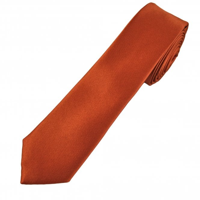 Plain Rust Orange Extra Long Skinny Tie