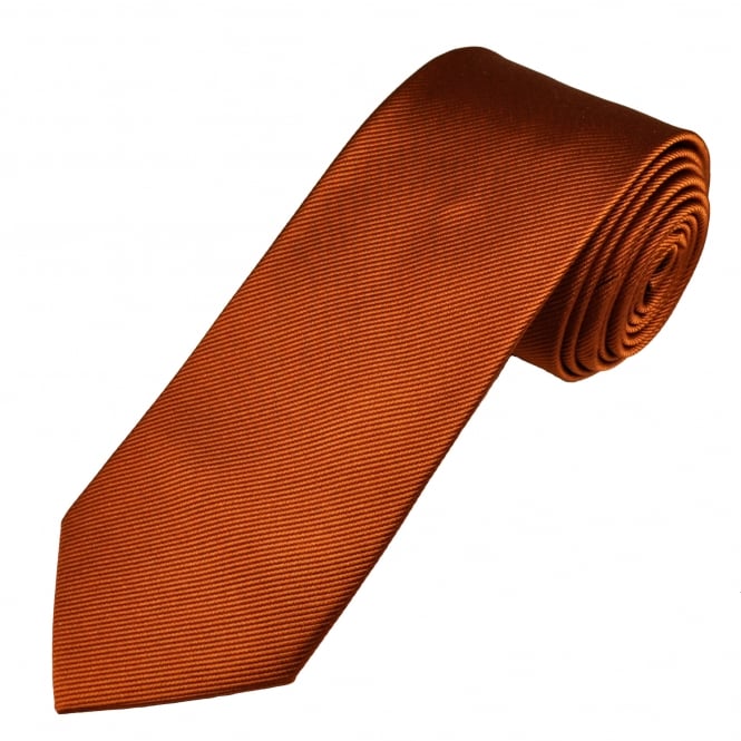 Plain Rust Orange Men's Silk Tie by Profuomo