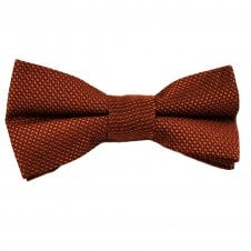 Plain Rust Orange Textured Boys Bow Tie