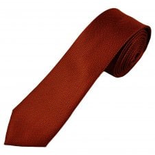 Plain Rust Orange Textured Boys Skinny Tie